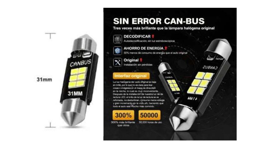 Bombilla LED Techo 31Mm 6 Chip